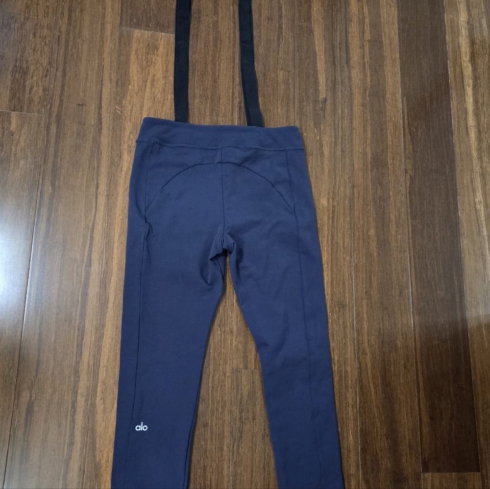 ALO ALPINE HIGH WAISTED NAVY BLUE SUSPENDERS YOGA LEGGINGS PANTS - Picture 7 of 8